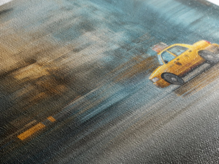 Taxi Cab Motion Blur Canvas Print, Urban Art, Black Art, Living Room Decor, Oil Painting, Urban, Canvas Painting, URB-2x1-47