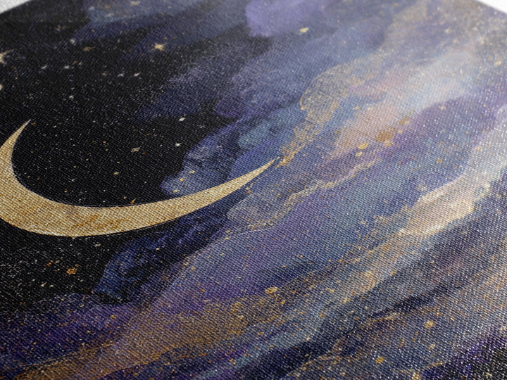 Night Skyline under Crescent Moon Canvas Print, Urban Art, Black Girl Wall Art, Living Room Decor, Abstract Art, Urban, URB-2x3-32