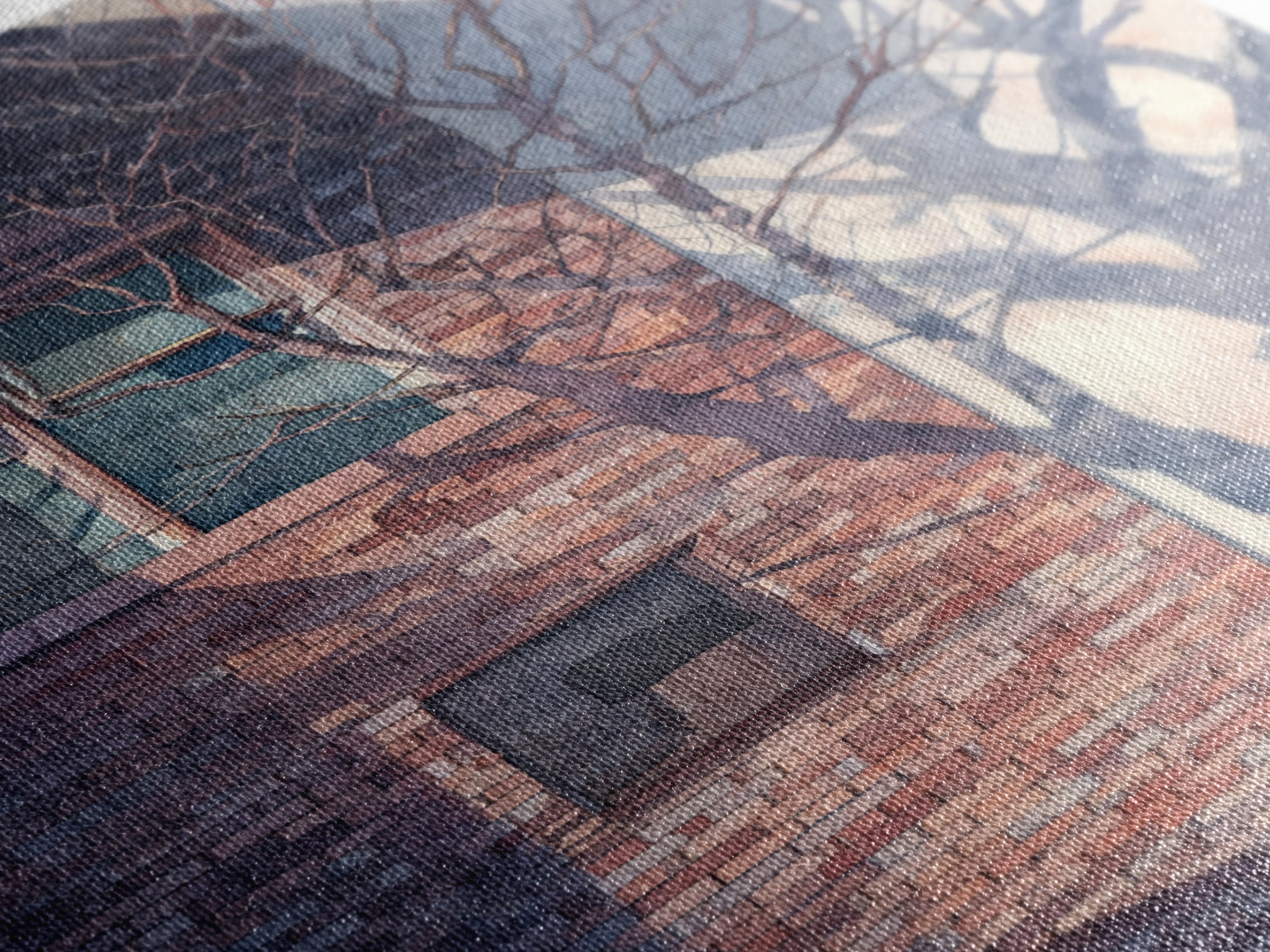 Brick Wall and Window Shadows as Geometry Framed Canvas Print, Urban Art, Wall Decor, Living Room Decor, Fine Art, Urban, URB-2x3-37