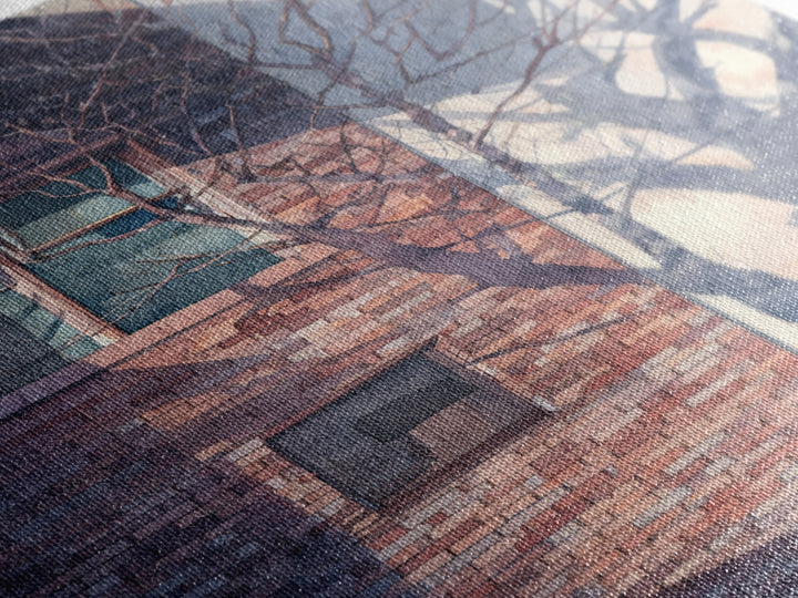 Brick Wall and Window Shadows as Geometry Framed Canvas Print, Urban Art, Wall Decor, Living Room Decor, Fine Art, Urban, URB-2x3-37