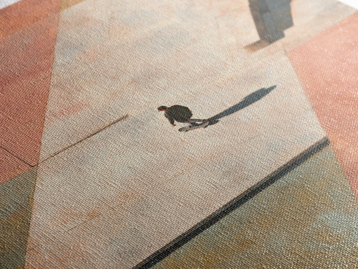 Skateboarder Crossing a Concrete Plaza Canvas Print, Urban Art, Minimalist Decor, Living Room Decor, Fine Art, Urban, URB-2x3-39
