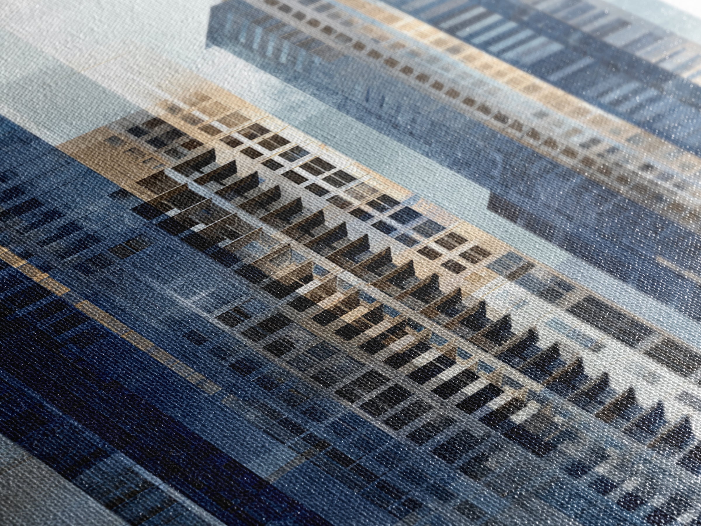 Modern Skyscraper Glass Reflections Framed Canvas Print, Urban Art, Textured Painting, Living Room Decor, Fine Art, Urban, URB-2x3-46