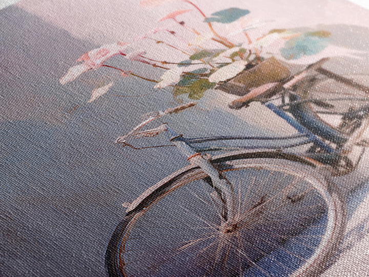 Bicycle Locked to Post Framed Canvas Print, Urban Art, Wall Art, Living Room Decor, Fine Art, Urban, Printable Art, URB-2x3-47