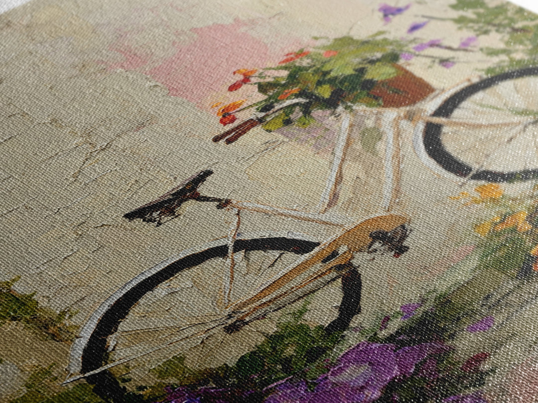 Bicycle Locked to Post Canvas Print, Urban Art, Original Painting, Living Room Decor, Oil Painting, Urban, African American Art, URB-2x3-71