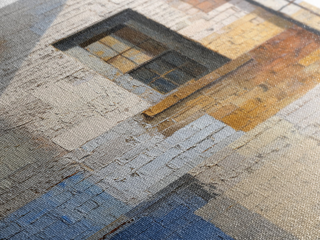 Brick Wall and Window Shadows as Geometry Framed Canvas Print, Urban Art, Modern Wall Art, Living Room Decor, Fine Art, Urban, URB-2x3-85