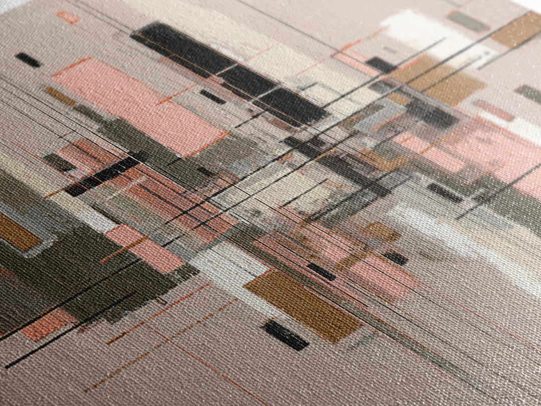 High Rise Window Grid Abstract Canvas Print, Urban Art, Pop Art, Living Room Decor, Abstract Art, Urban, Textured Painting, URB-3x1-11