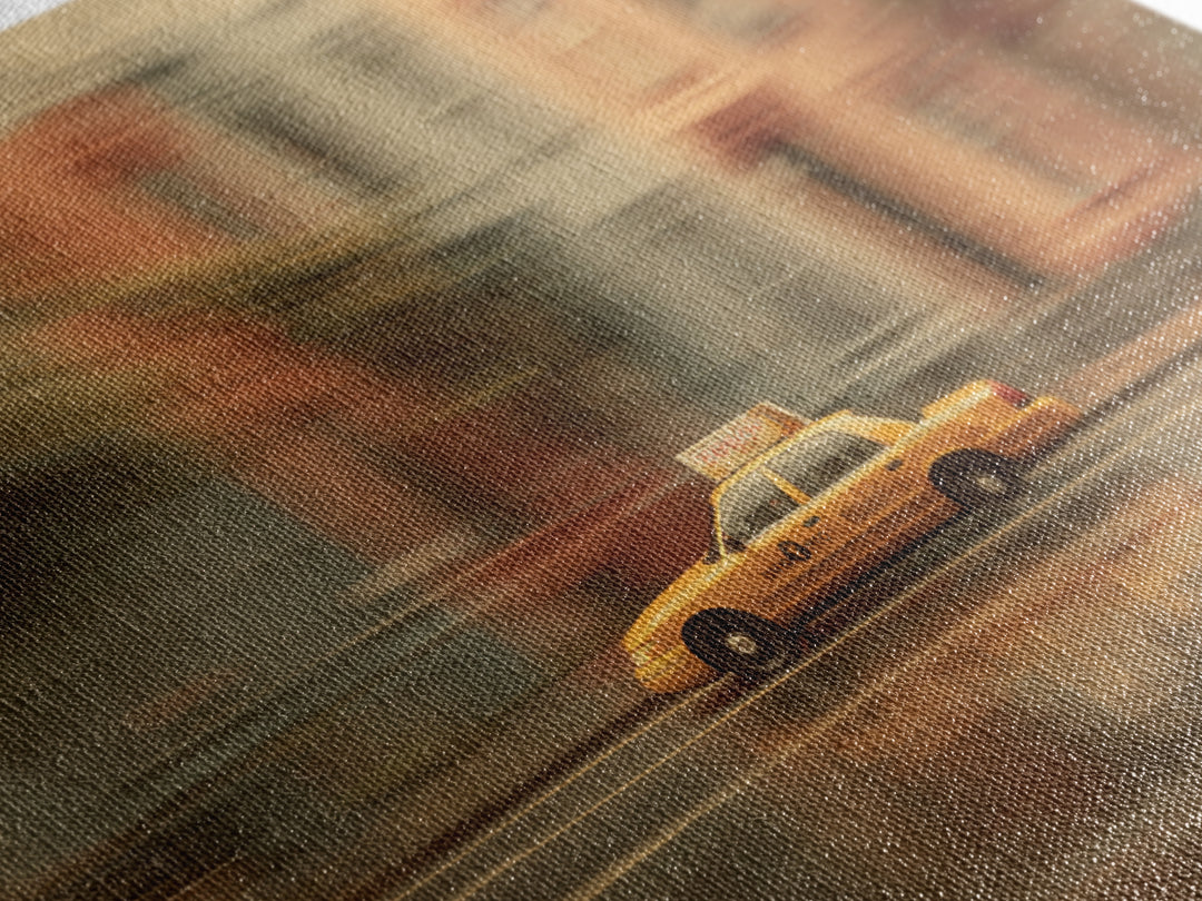 Taxi Cab Motion Blur Framed Canvas Print, Urban Art, Wall Decor, Living Room Decor, Oil Painting, Urban, Living Room Wall Art, URB-3x2-55