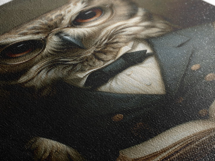Owl Scholar, Victorian Animal Portrait, Halloween Art, Gothic Whimsy Decor, Anthropomorphic Costume Art