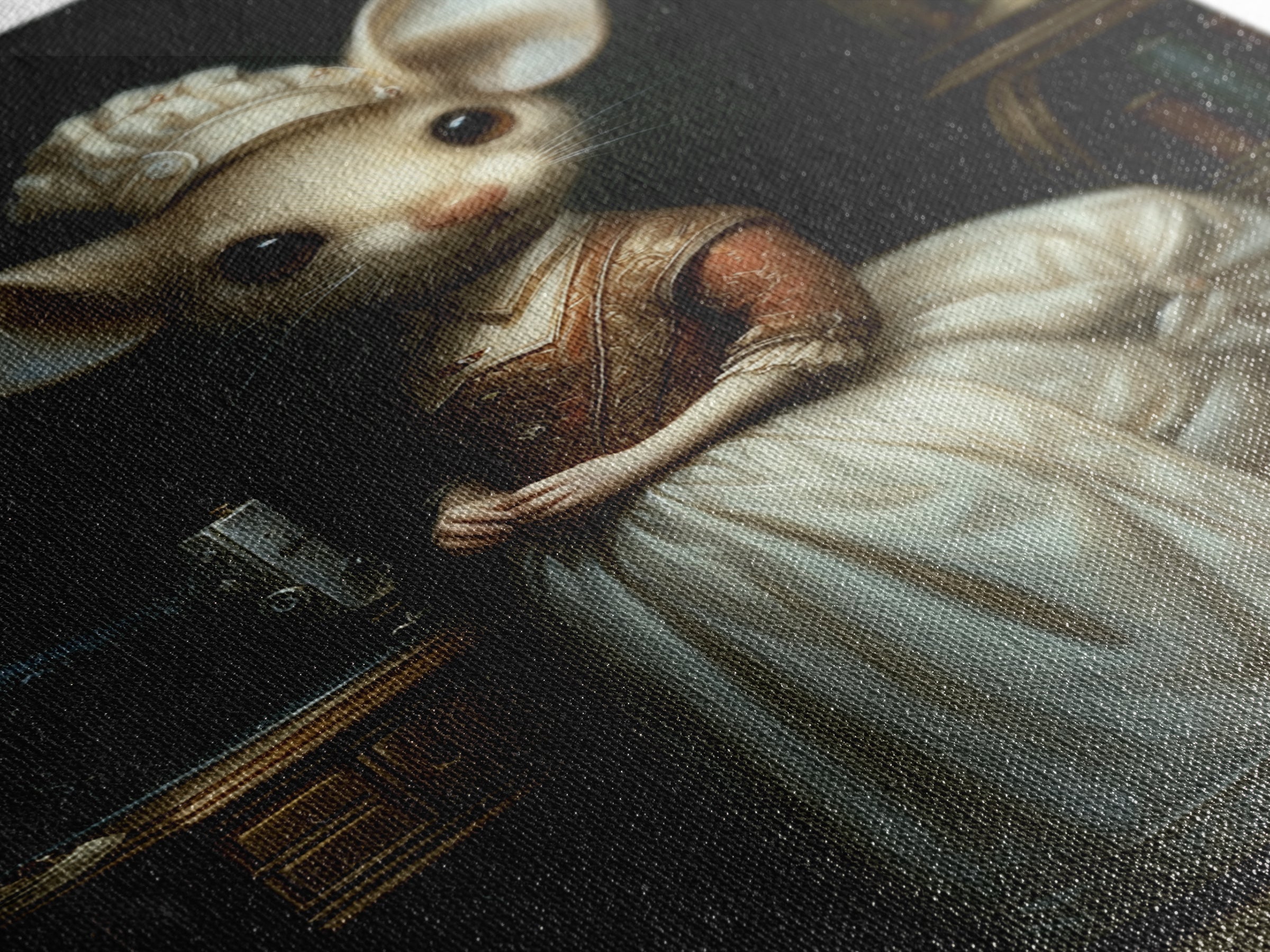 Mouse Seamstress, Victorian Animal Portrait, Halloween Art, Gothic Whimsy Decor, Anthropomorphic Costume Art