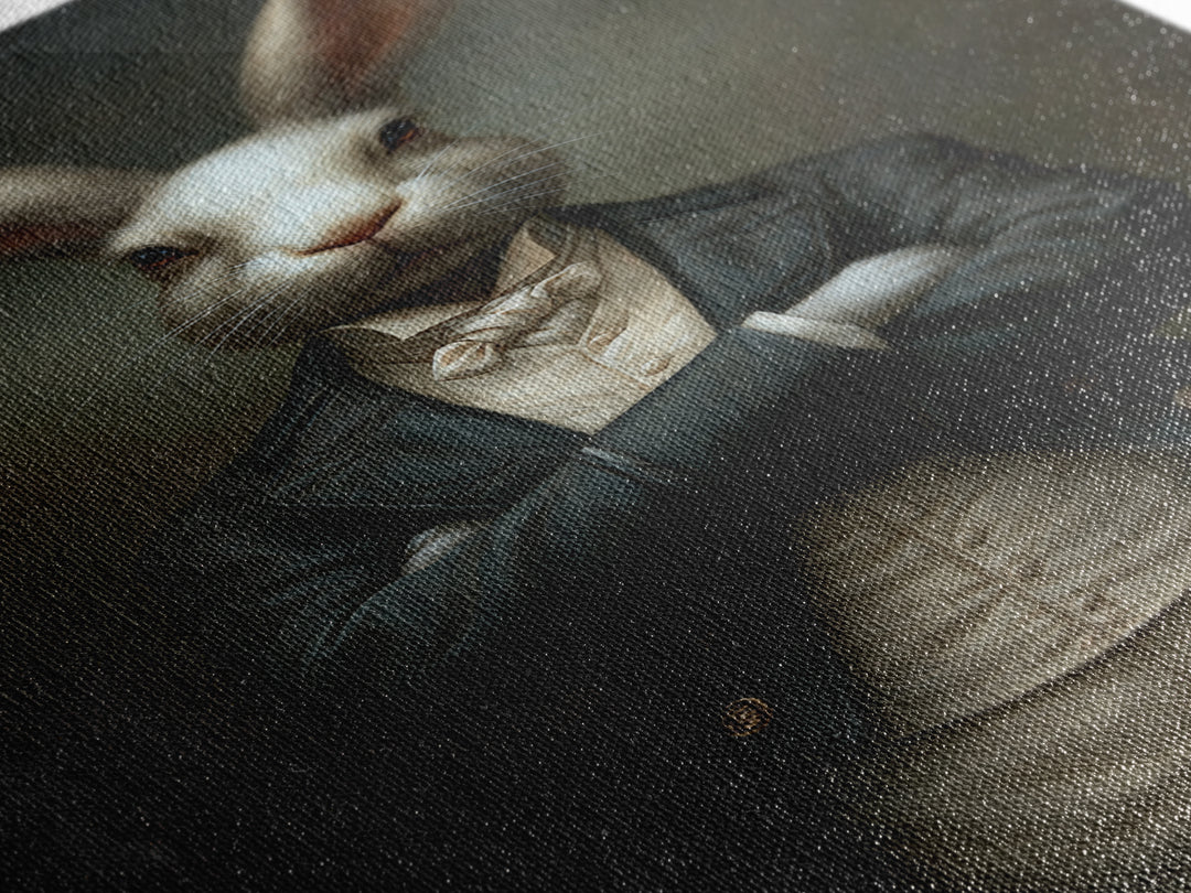 Rabbit Footman, Victorian Animal Portrait, Halloween Art, Gothic Whimsy Decor, Anthropomorphic Costume Art