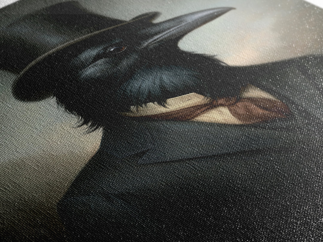 Crow Undertaker, Victorian Animal Portrait, Halloween Art, Gothic Whimsy Decor, Anthropomorphic Costume Art