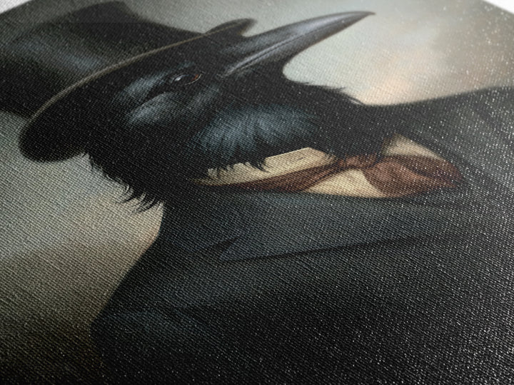 Crow Undertaker, Victorian Animal Portrait, Halloween Art, Gothic Whimsy Decor, Anthropomorphic Costume Art