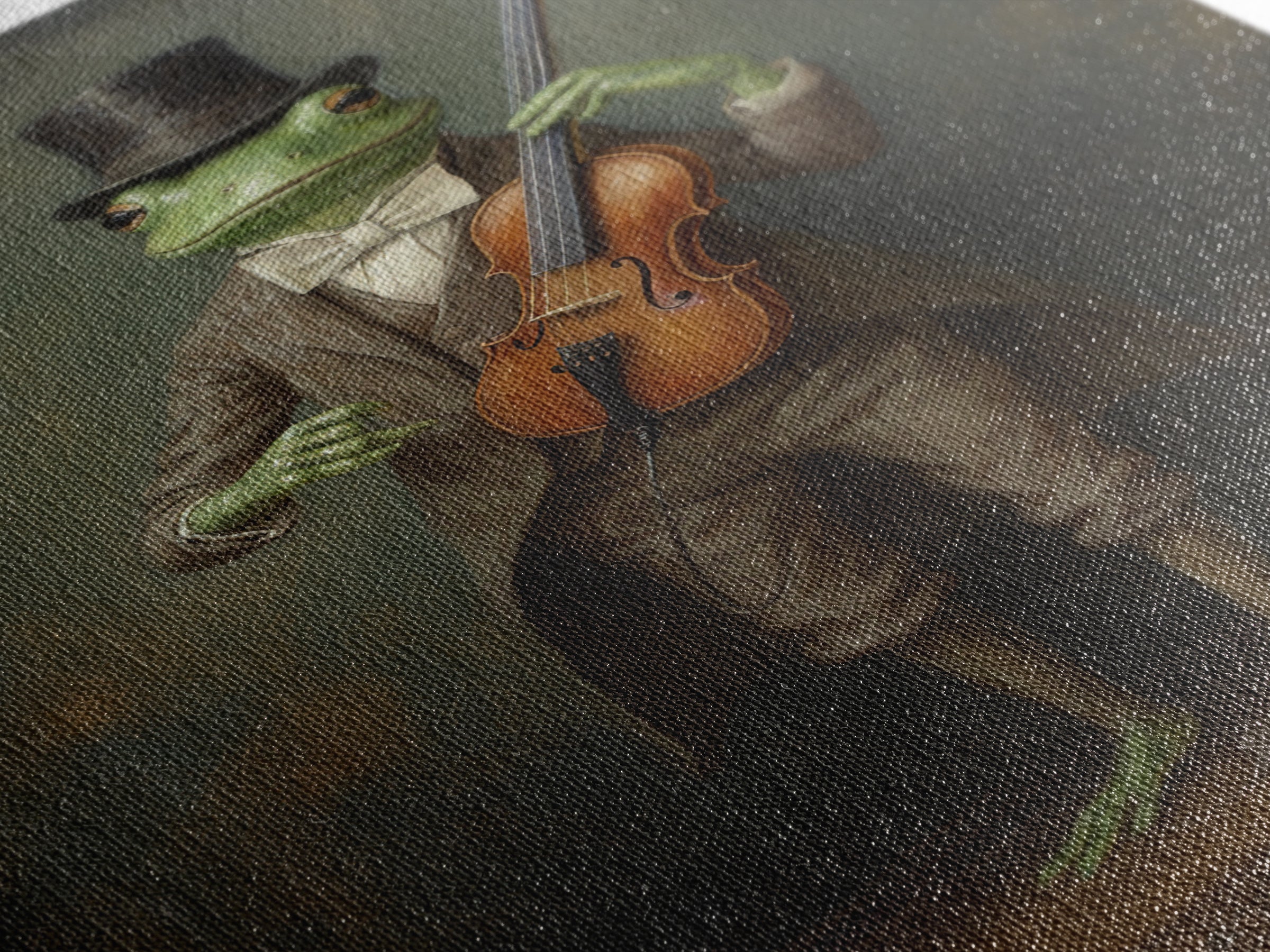 Frog Violinist, Victorian Animal Portrait, Halloween Art, Gothic Whimsy Decor, Anthropomorphic Costume Art