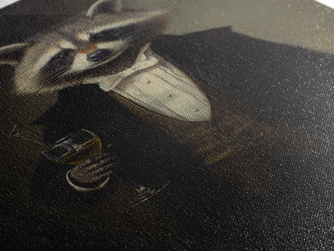 Raccoon Butler, Victorian Animal Portrait, Halloween Art, Gothic Whimsy Decor, Anthropomorphic Costume Art