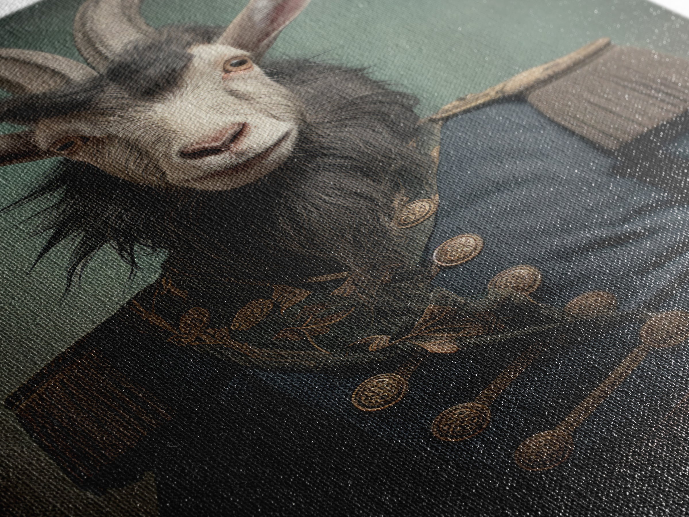 Goat Colonel, Victorian Animal Portrait, Halloween Art, Gothic Whimsy Decor, Anthropomorphic Costume Art