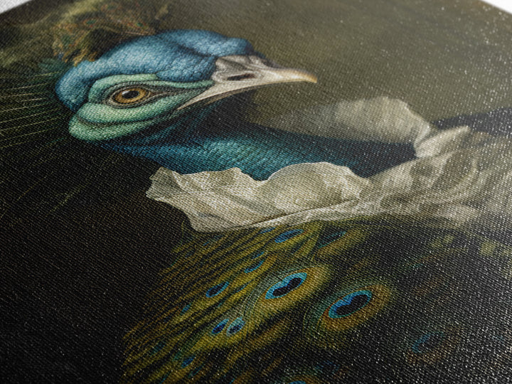 Peacock Socialite, Victorian Animal Portrait, Halloween Art, Gothic Whimsy Decor, Anthropomorphic Costume Art