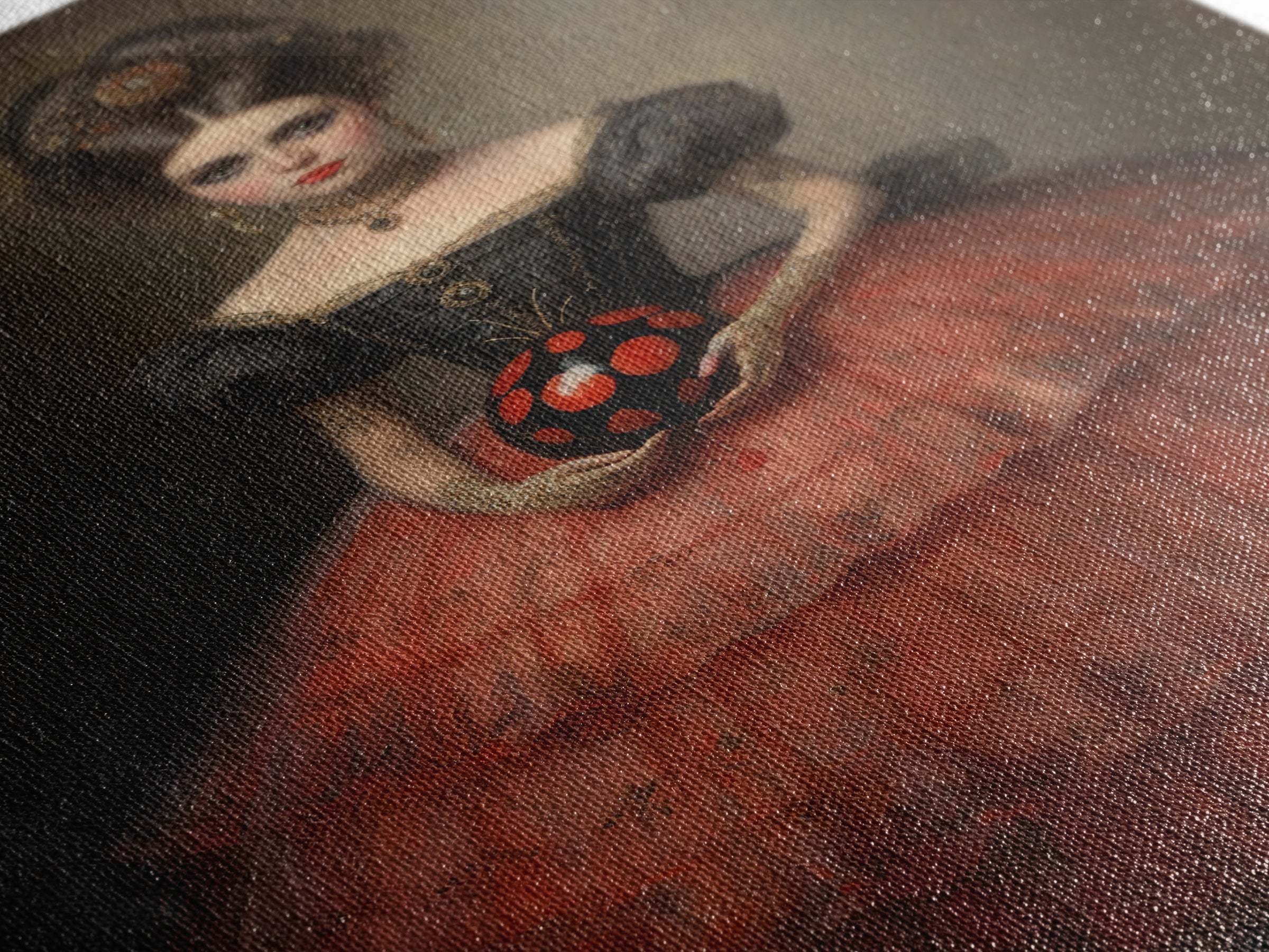 Ladybug Debutante, Victorian Animal Portrait, Halloween Art, Gothic Whimsy Decor, Anthropomorphic Costume Art
