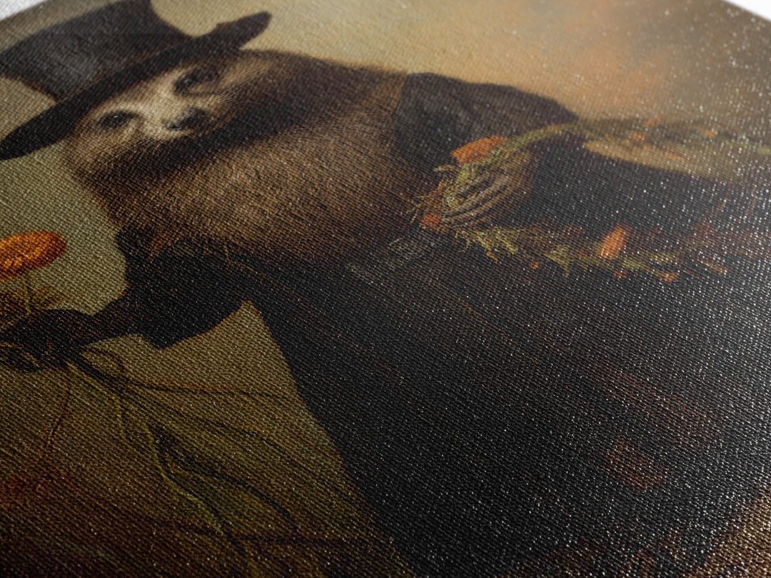 Marmot Gardener, Victorian Animal Portrait, Halloween Art, Gothic Whimsy Decor, Anthropomorphic Costume Art