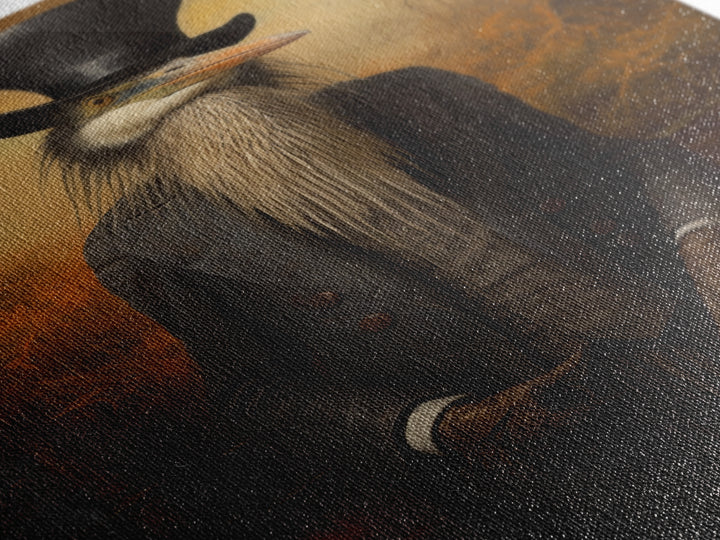 Heron Naturalist, Victorian Animal Portrait, Halloween Art, Gothic Whimsy Decor, Anthropomorphic Costume Art