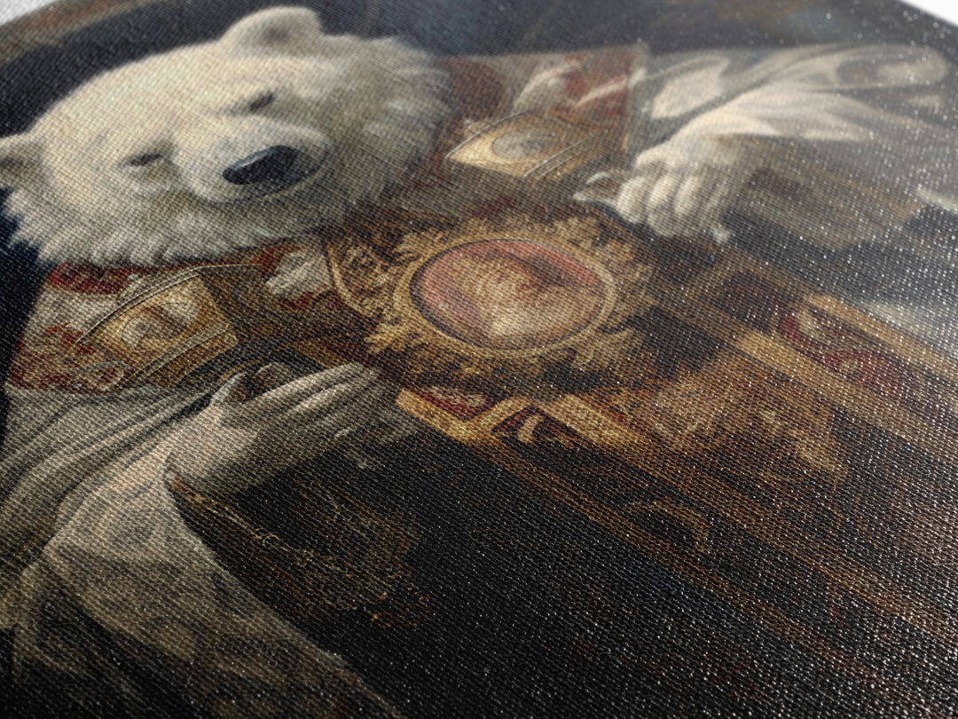 Polar Bear Bishop, Victorian Animal Portrait, Halloween Art, Gothic Whimsy Decor, Anthropomorphic Costume Art