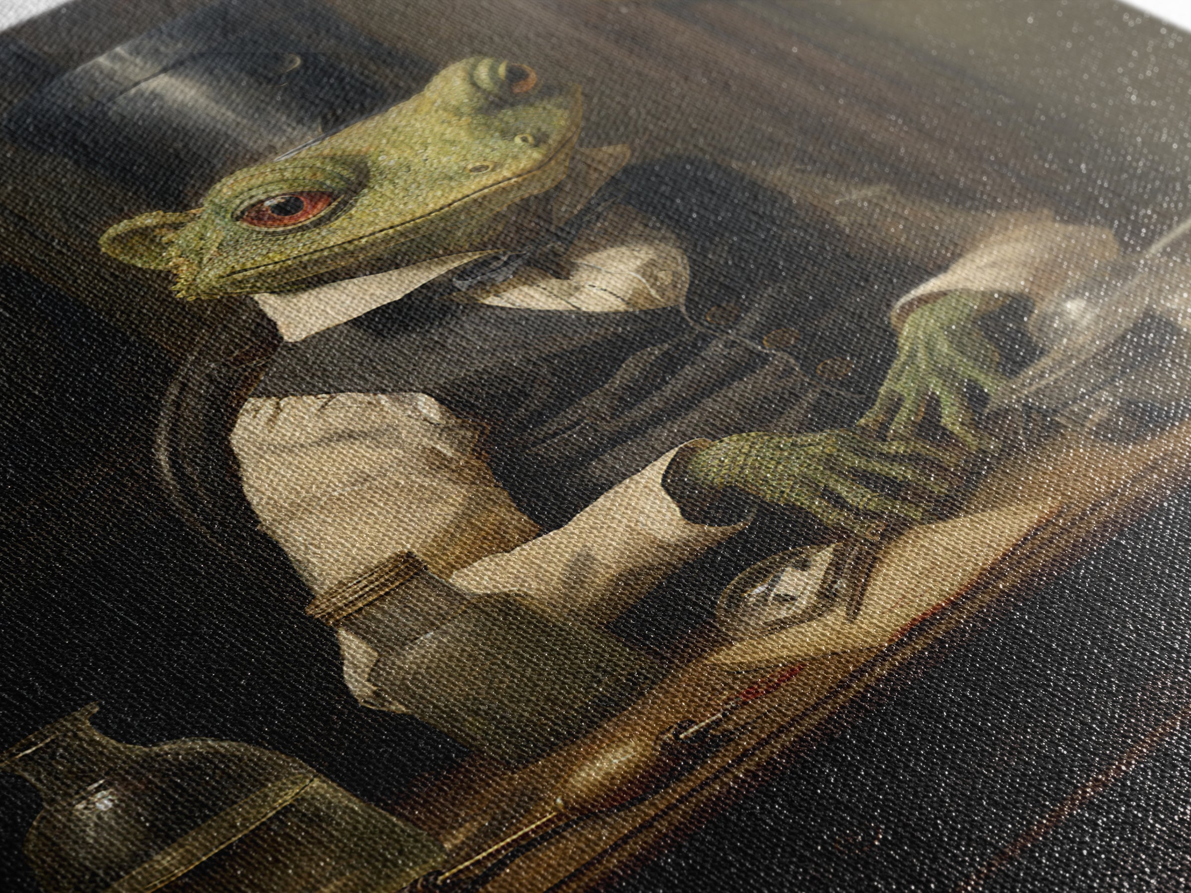 Gecko Watchmaker, Victorian Animal Portrait, Halloween Art, Gothic Whimsy Decor, Anthropomorphic Costume Art