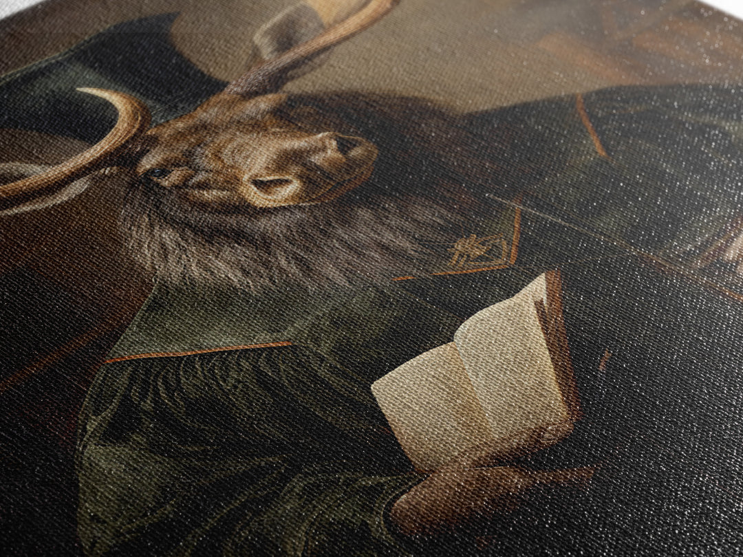 Moose Professor, Victorian Animal Portrait, Halloween Art, Gothic Whimsy Decor, Anthropomorphic Costume Art