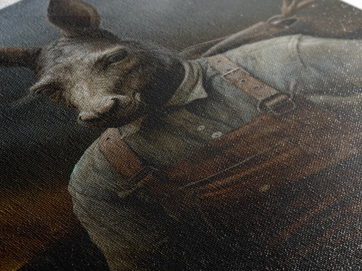 Mule Carpenter, Victorian Animal Portrait, Halloween Art, Gothic Whimsy Decor, Anthropomorphic Costume Art