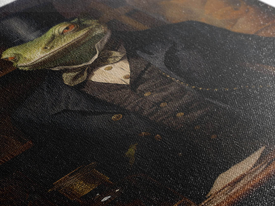 Lizard Chemist, Victorian Animal Portrait, Halloween Art, Gothic Whimsy Decor, Anthropomorphic Costume Art