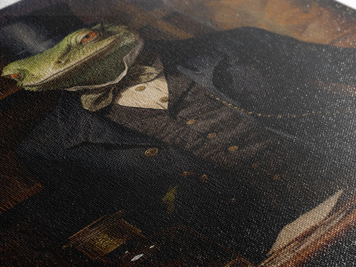 Lizard Chemist, Victorian Animal Portrait, Halloween Art, Gothic Whimsy Decor, Anthropomorphic Costume Art