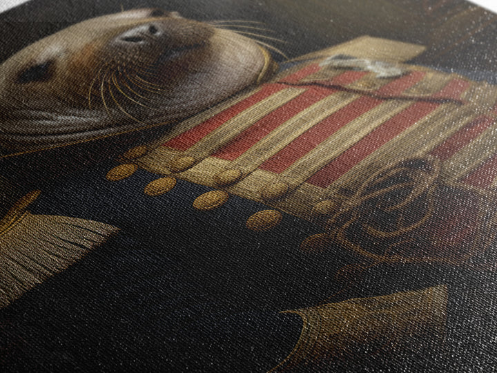 Walrus Commodore, Victorian Animal Portrait, Halloween Art, Gothic Whimsy Decor, Anthropomorphic Costume Art