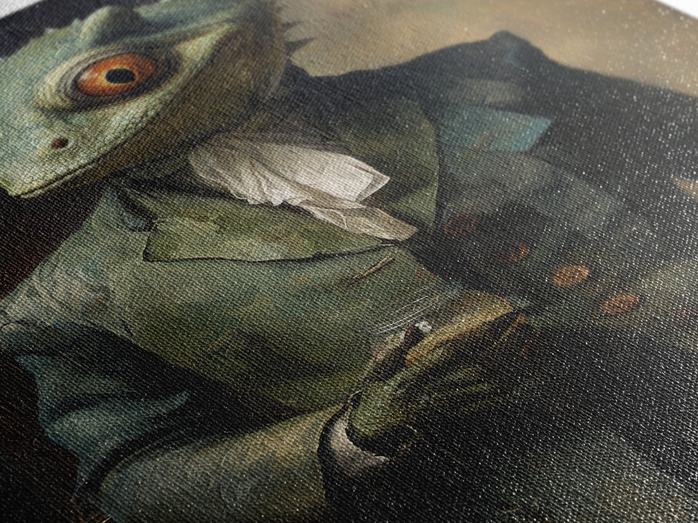 Chameleon Painter, Victorian Animal Portrait, Halloween Art, Gothic Whimsy Decor, Anthropomorphic Costume Art