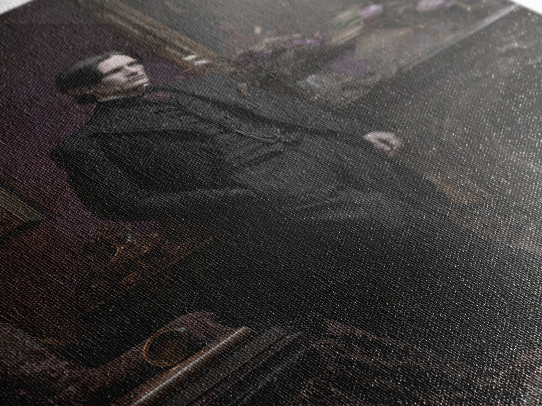 The Sinister Undertaker, Dark Academia Wall Art, Vertical Wall Art, Canvas Print, Gothic Wall Decor, Halloween Portrait Art