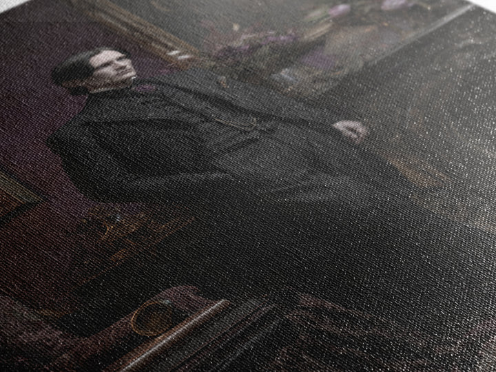 The Sinister Undertaker, Dark Academia Wall Art, Vertical Wall Art, Canvas Print, Gothic Wall Decor, Halloween Portrait Art