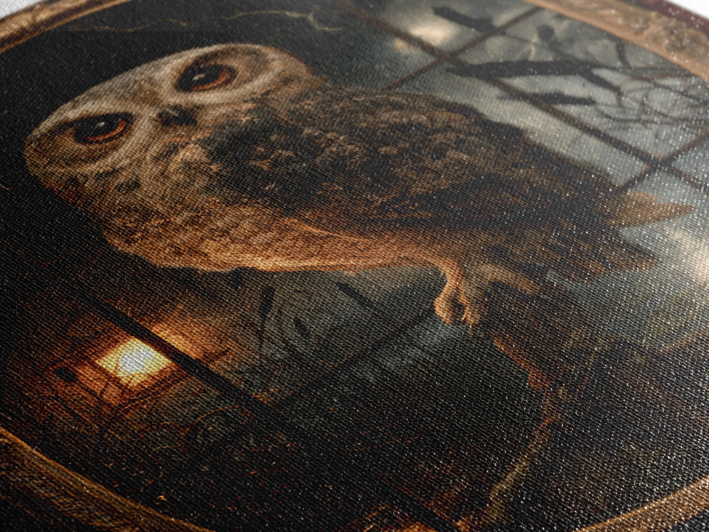 The Owl-Faced Omen, Macabre Victorian Decor, Vertical Wall Art, Canvas Print, Gothic Wall Decor, Halloween Portrait Art, Dark Fantasy Art