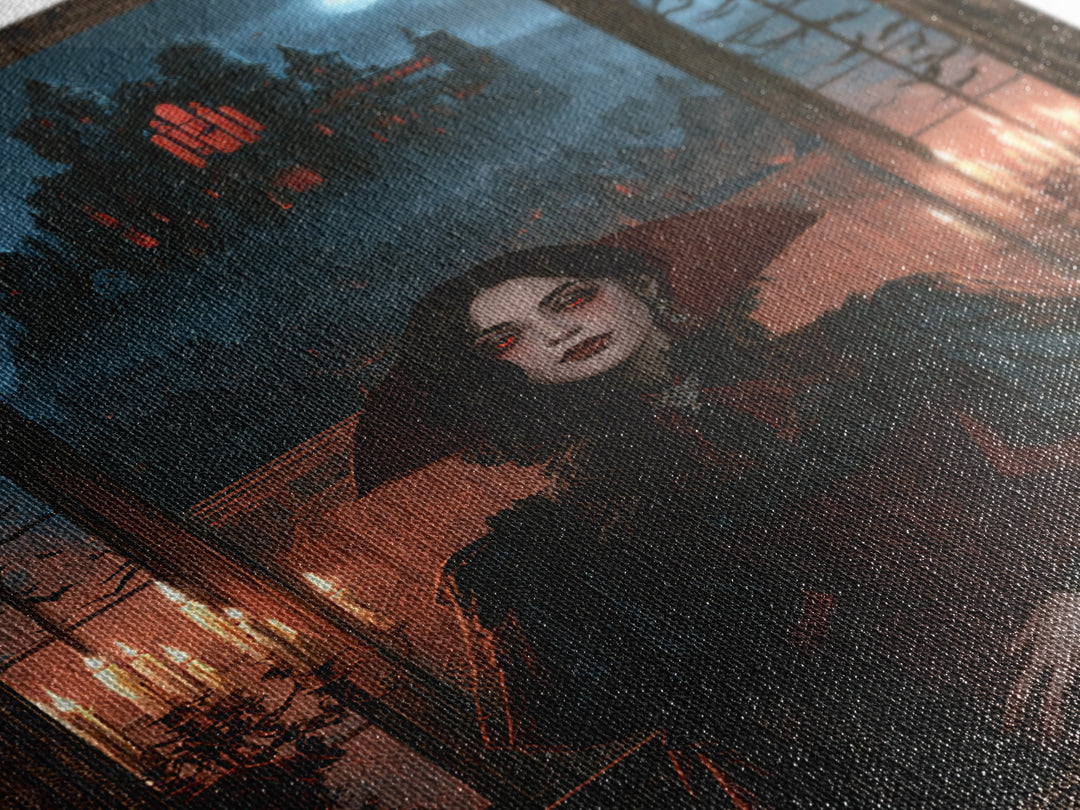 The Vampire Castle, Victorian Horror Portrait, Vertical Wall Art, Framed Canvas Print, Gothic Wall Decor, Halloween Portrait Art