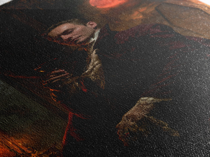 The Vampire Banquet, Antique Gothic Portrait, Vertical Wall Art, Canvas Print, Gothic Wall Decor, Halloween Portrait Art, Gothic Home Decor