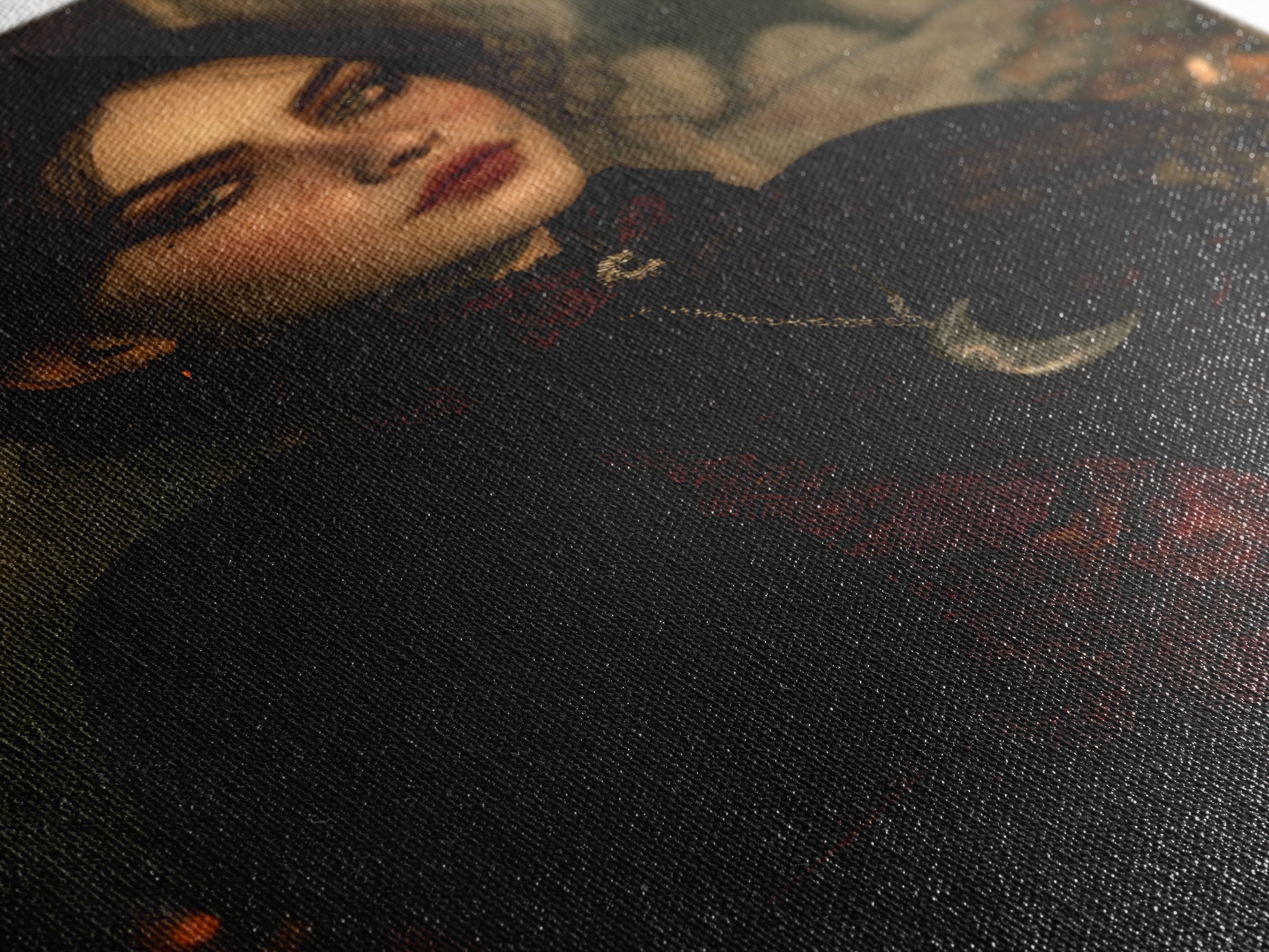The Moonstone Amulet, Victorian Horror Portrait, Vertical Wall Art, Framed Canvas Print, Gothic Wall Decor, Halloween Portrait Art