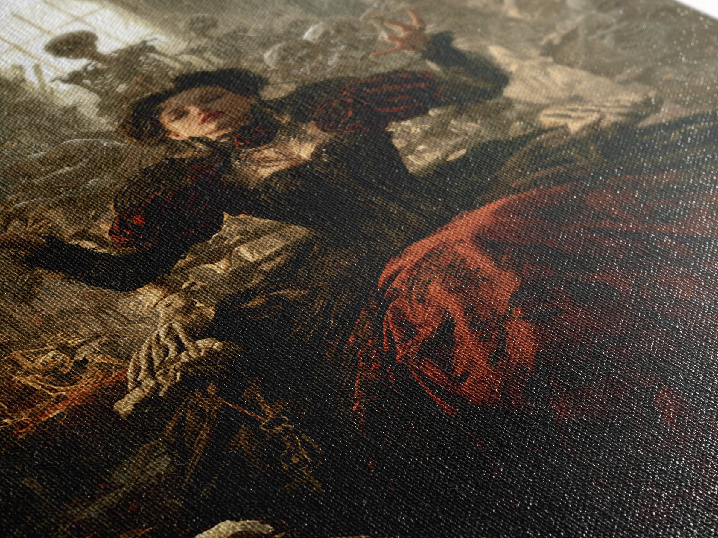 The Necromancer Queen, Antique Gothic Portrait, Vertical Wall Art, Canvas Print, Gothic Wall Decor, Halloween Portrait Art