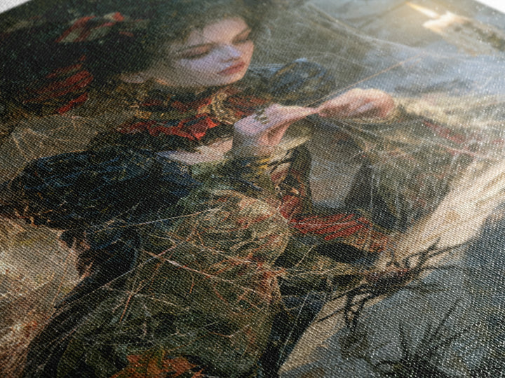 The Spider Sewing Circle, Victorian Horror Portrait, Vertical Wall Art, Framed Canvas Print, Gothic Wall Decor, Halloween Portrait Art