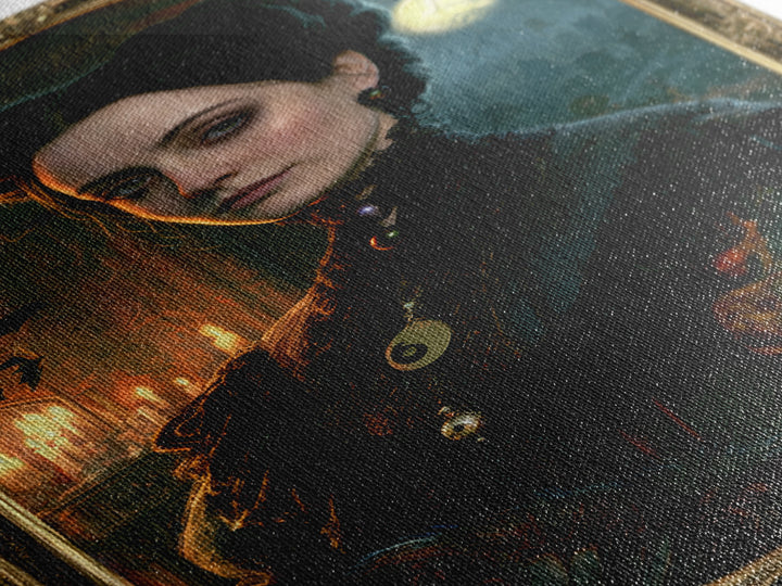 The Raven Post Office, Victorian Horror Portrait, Vertical Wall Art, Framed Canvas Print, Gothic Wall Decor, Halloween Portrait Art