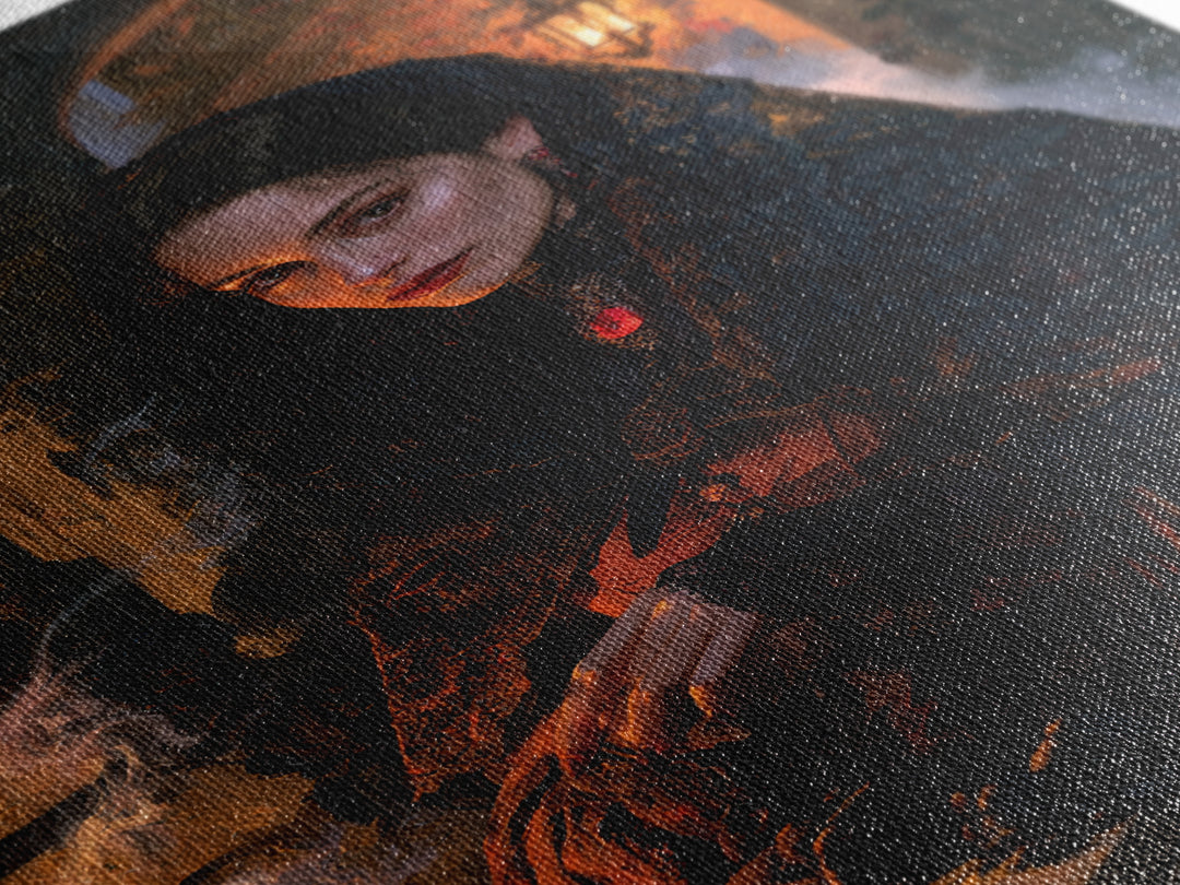 The Widow Of Black Veils, Victorian Vampire Portrait, Vertical Canvas Print, Classic Halloween Decor, Gothic Wall Decor, Classic Monster Art