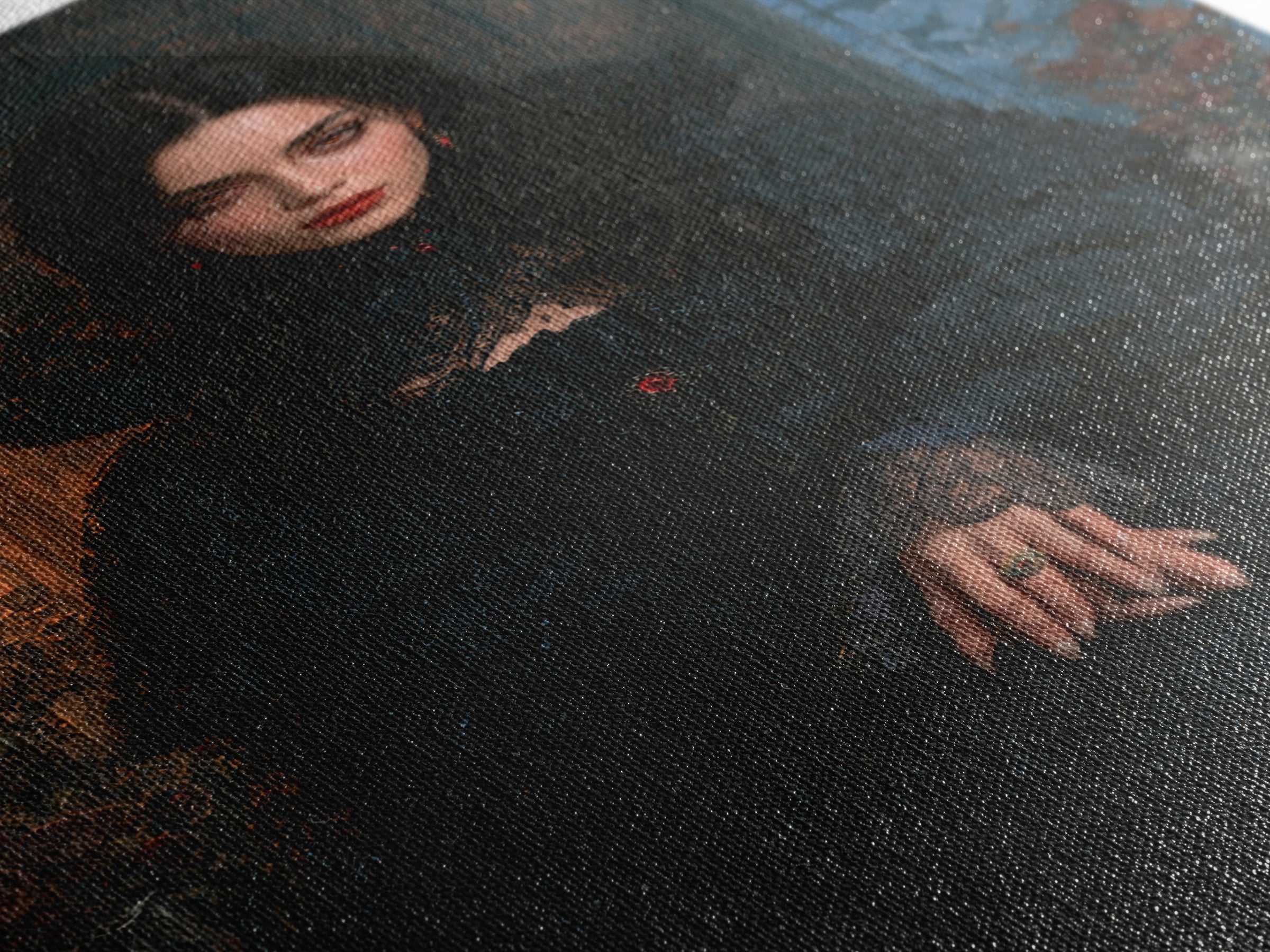 The Velvet-Fanged Heiress, Victorian Vampire Portrait, Vertical Canvas Print, Gothic Home Decor, Gothic Wall Decor, Classic Monster Art