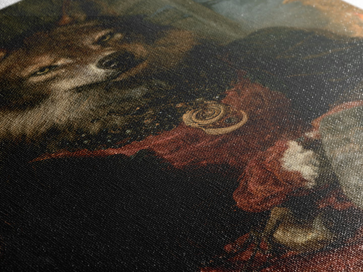 The Velvet Lycan Duchess, Victorian Werewolf Portrait, Vertical Canvas Print, Gothic Home Decor, Gothic Wall Decor, Classic Monster Art