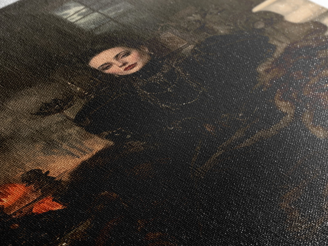 The Heiress Of Howling Fen, Victorian Werewolf Portrait, Vertical Canvas Print, Gothic Home Decor, Classic Monster Art