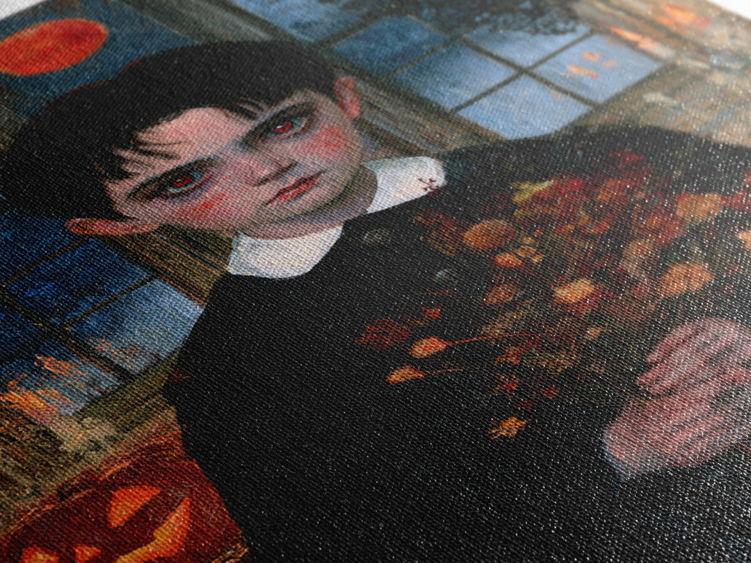 The Churchyard Child, Victorian Ghost Portrait, Vertical Canvas Print, Classic Halloween Decor, Canvas Print, Classic Monster Art