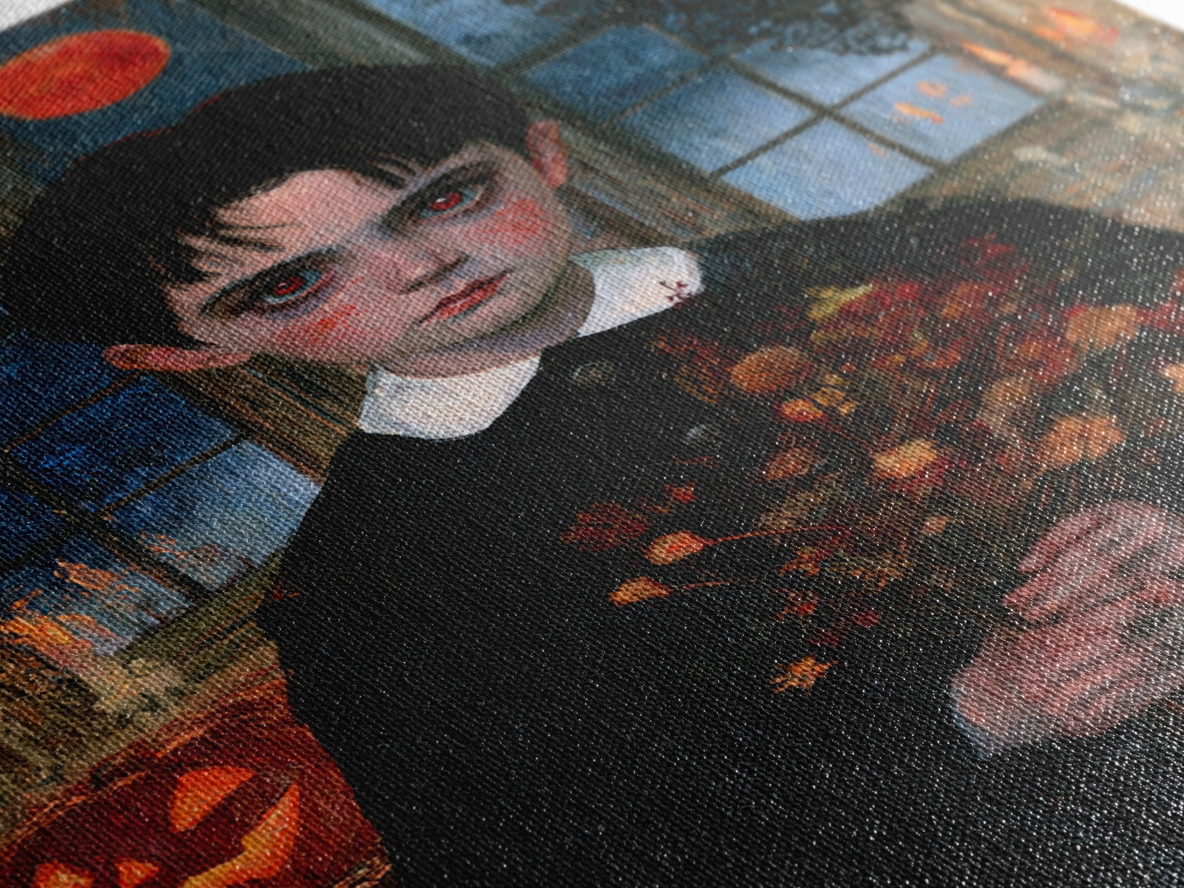 The Churchyard Child, Victorian Ghost Portrait, Vertical Canvas Print, Classic Halloween Decor, Canvas Print, Classic Monster Art