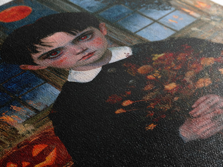 The Churchyard Child, Victorian Ghost Portrait, Vertical Canvas Print, Classic Halloween Decor, Canvas Print, Classic Monster Art