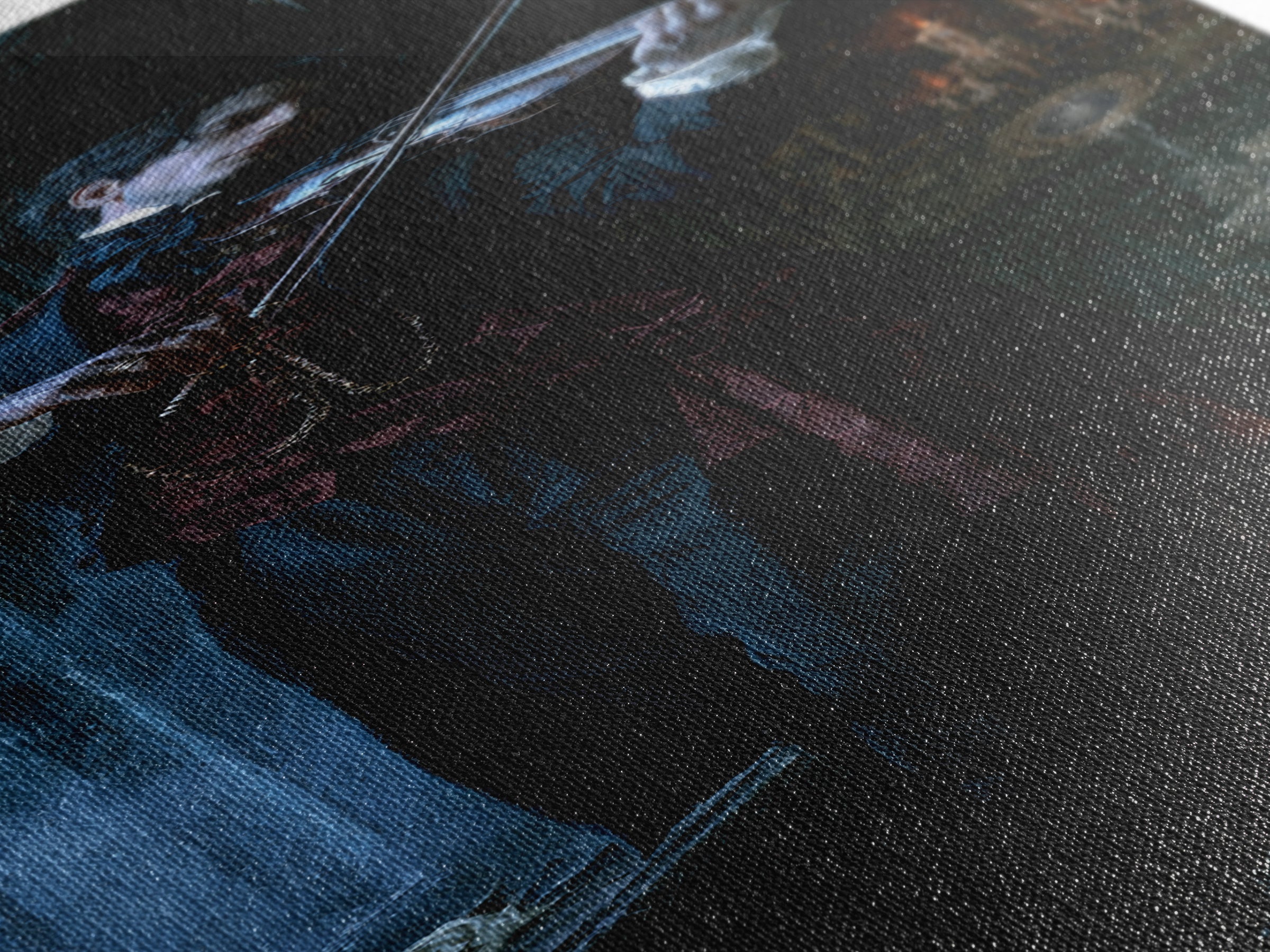 The Phantom Violinist, Victorian Phantom Portrait, Tall Narrow Canvas Print, Classic Halloween Decor, Classic Monster Art