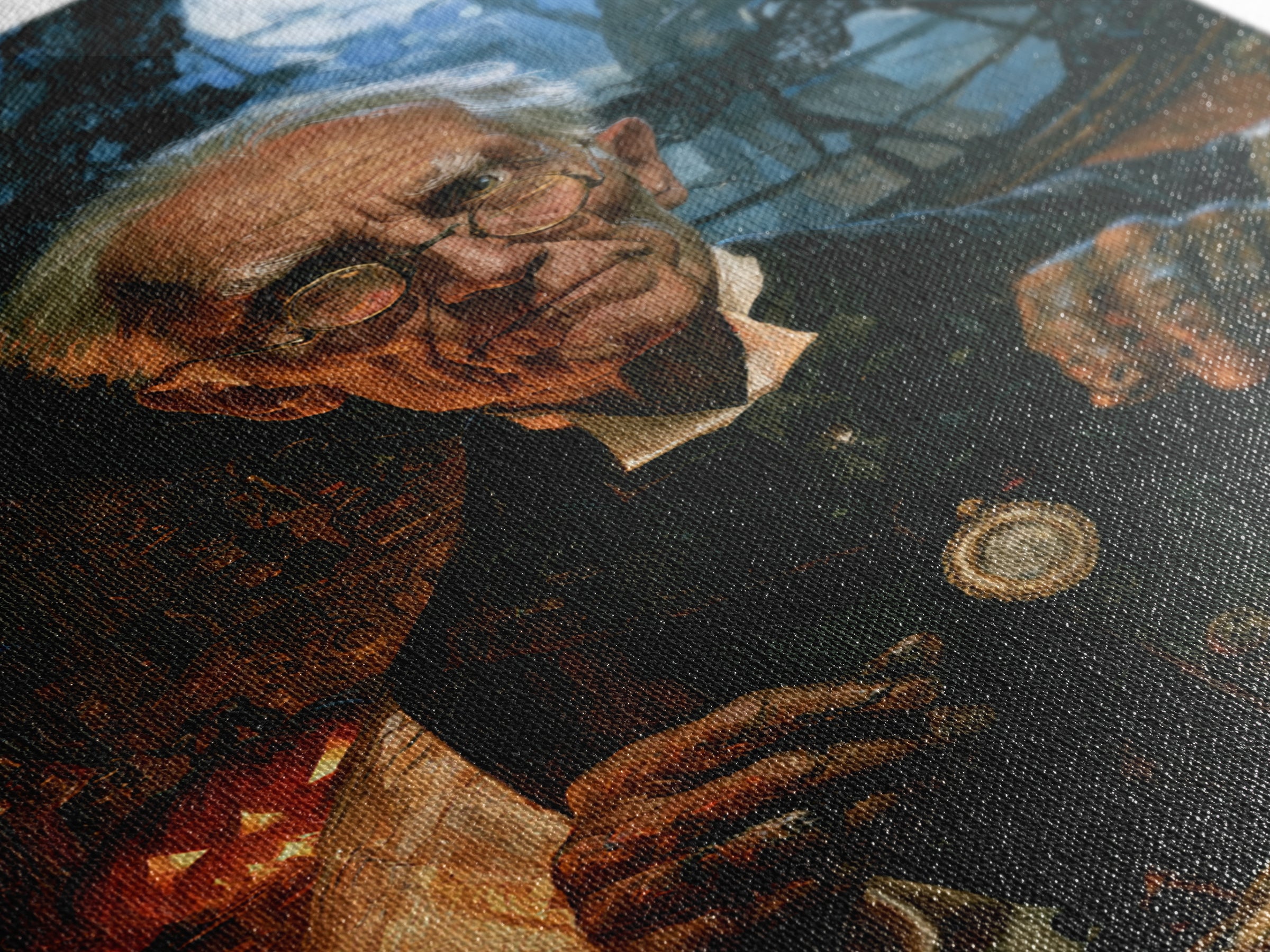 The Clockmaker Of Midnight, Midnight Clockmaker Portrait, Vertical Canvas Print, Dark Academia Decor, Classic Monster Art