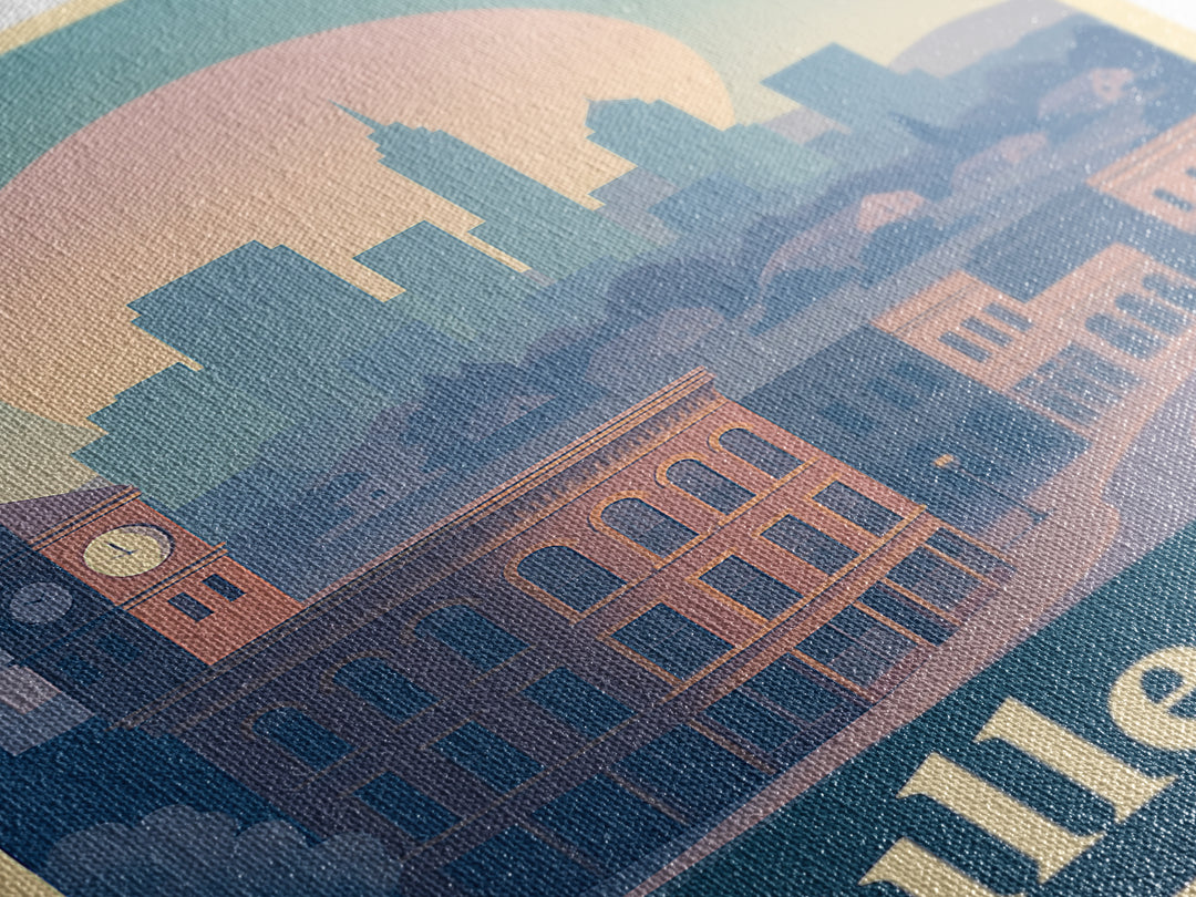 Fullerton Travel Poster, Canvas Print, Soft Vintage City Poster, Fullerton Travel Art, Travel Poster Art, Living Room Wall Art